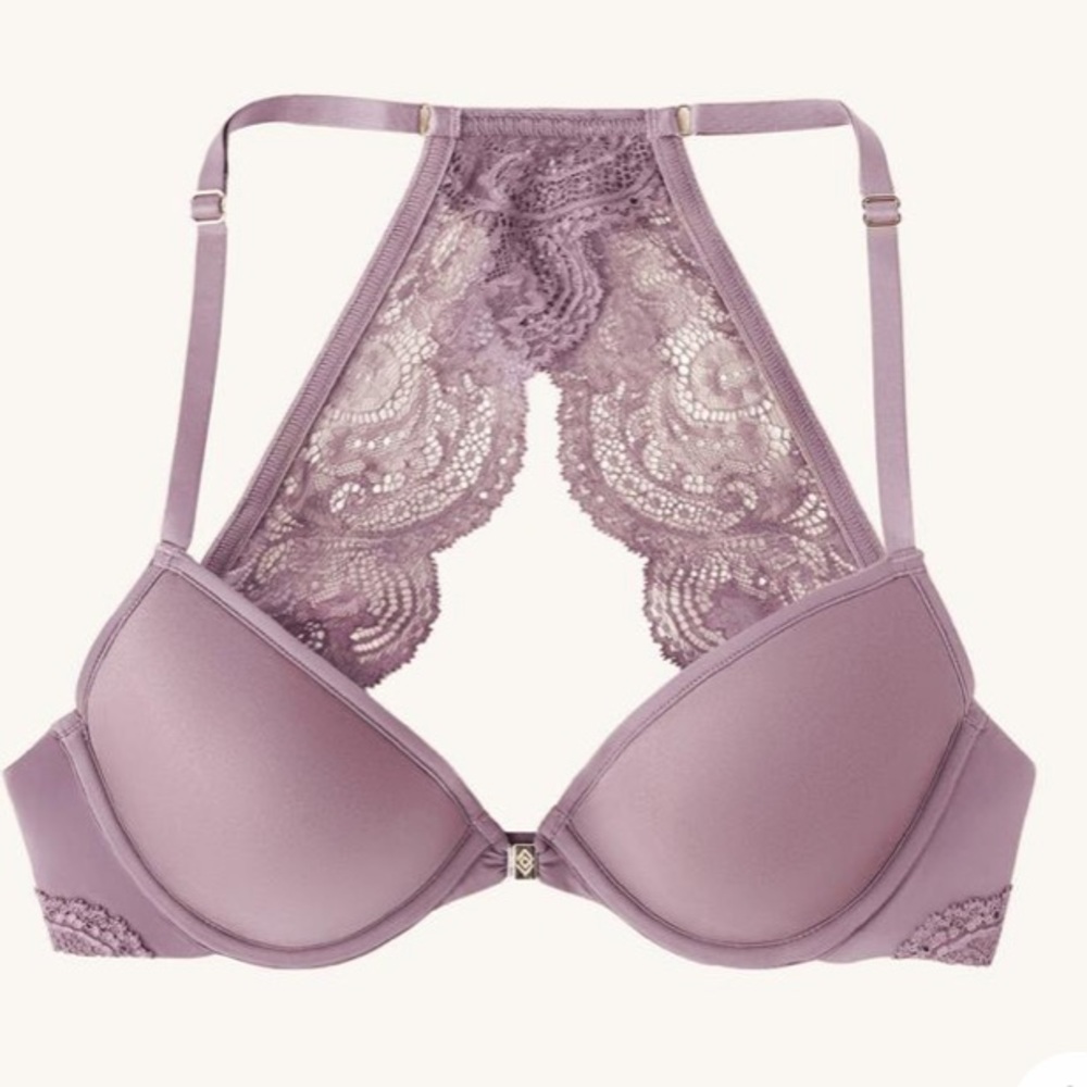 Lace-Back Push-Up Bra in Dusty Lavender - Women Intimates